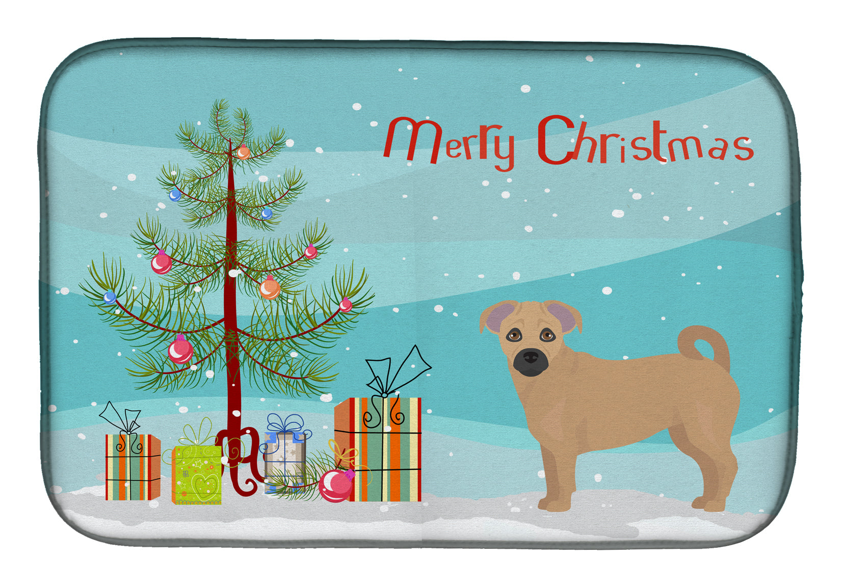 Tan Jug Christmas Tree Dish Drying Mat Absorbent Dish Drying Mat Pad for Kitchen Counter Dish Drainer Mat for Countertop, 14 x 21", Multicolor