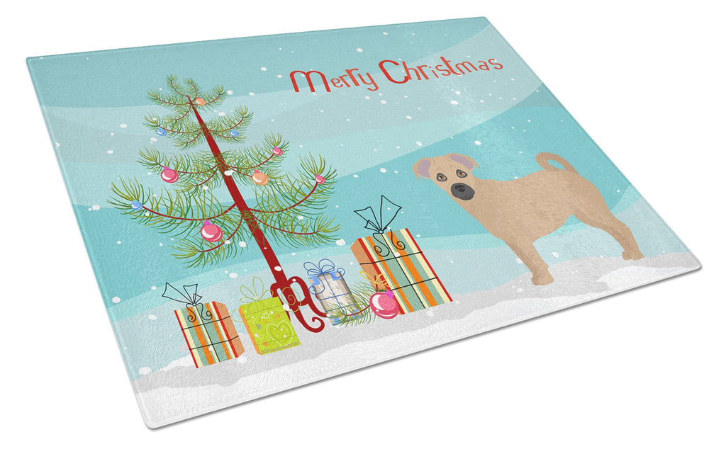 Tan Jug Christmas Tree Cutting Board Tempered Glass Kitchen Cutting Surface, Heat Resistant Chopping, Non-Slip Feet, Food Prep & Serving