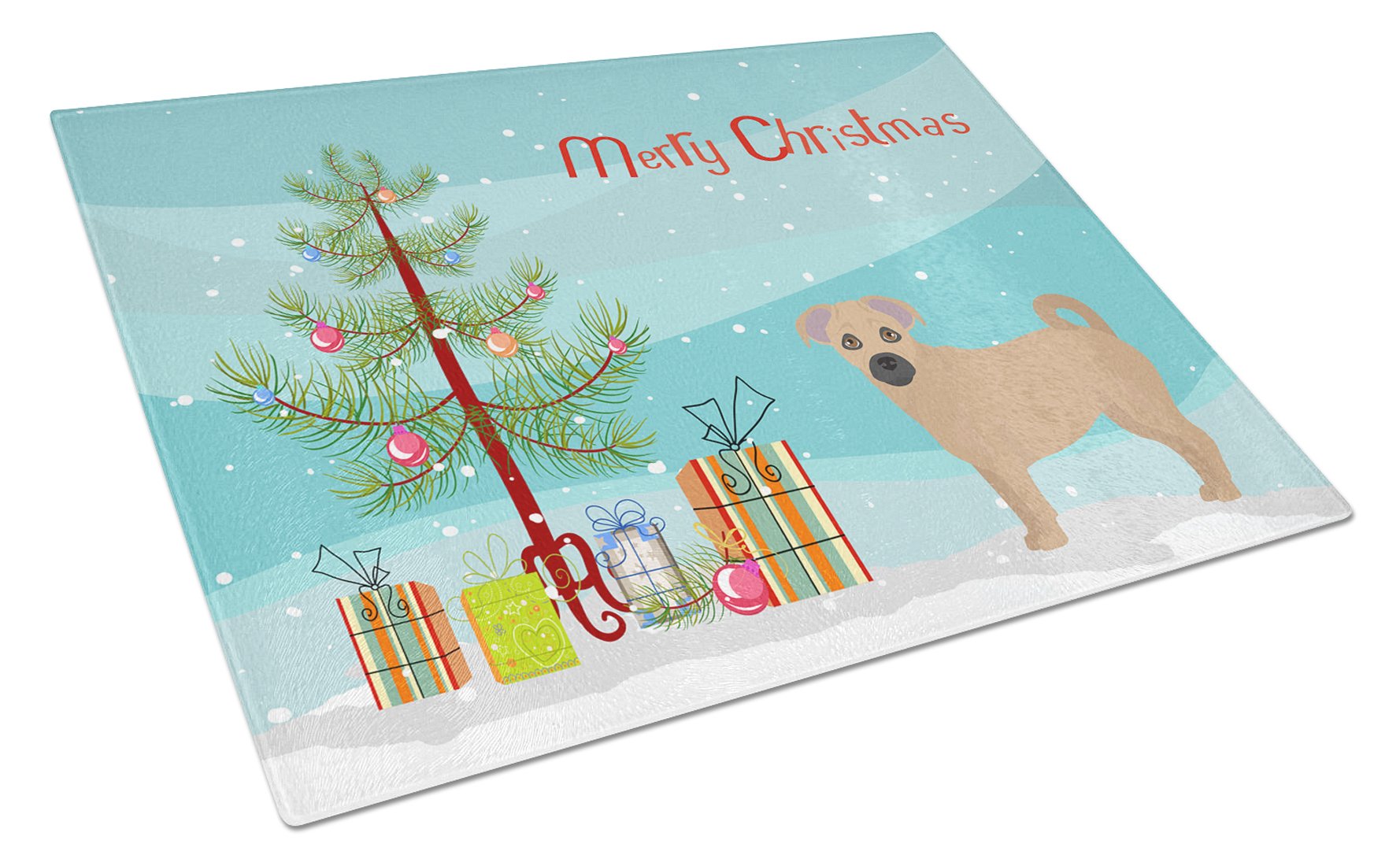 Tan Jug Christmas Tree Cutting Board Tempered Glass Kitchen Cutting Surface, Heat Resistant Chopping, Non-Slip Feet, Food Prep & Serving