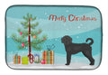 Black Labradoodle Christmas Tree Dish Drying Mat Absorbent Dish Drying Mat Pad for Kitchen Counter Dish Drainer Mat for Countertop, 14 x 21", Multicolor