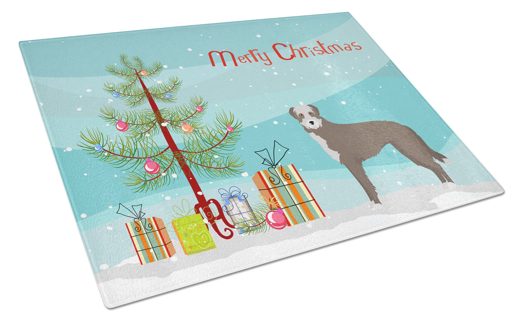 Lurcher #1 Christmas Tree Cutting Board Tempered Glass Kitchen Cutting Surface, Heat Resistant Chopping, Non-Slip Feet, Food Prep & Serving