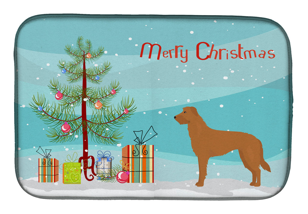 Lurcher #2 Christmas Tree Dish Drying Mat Absorbent Dish Drying Mat Pad for Kitchen Counter Dish Drainer Mat for Countertop, 14 x 21", Multicolor