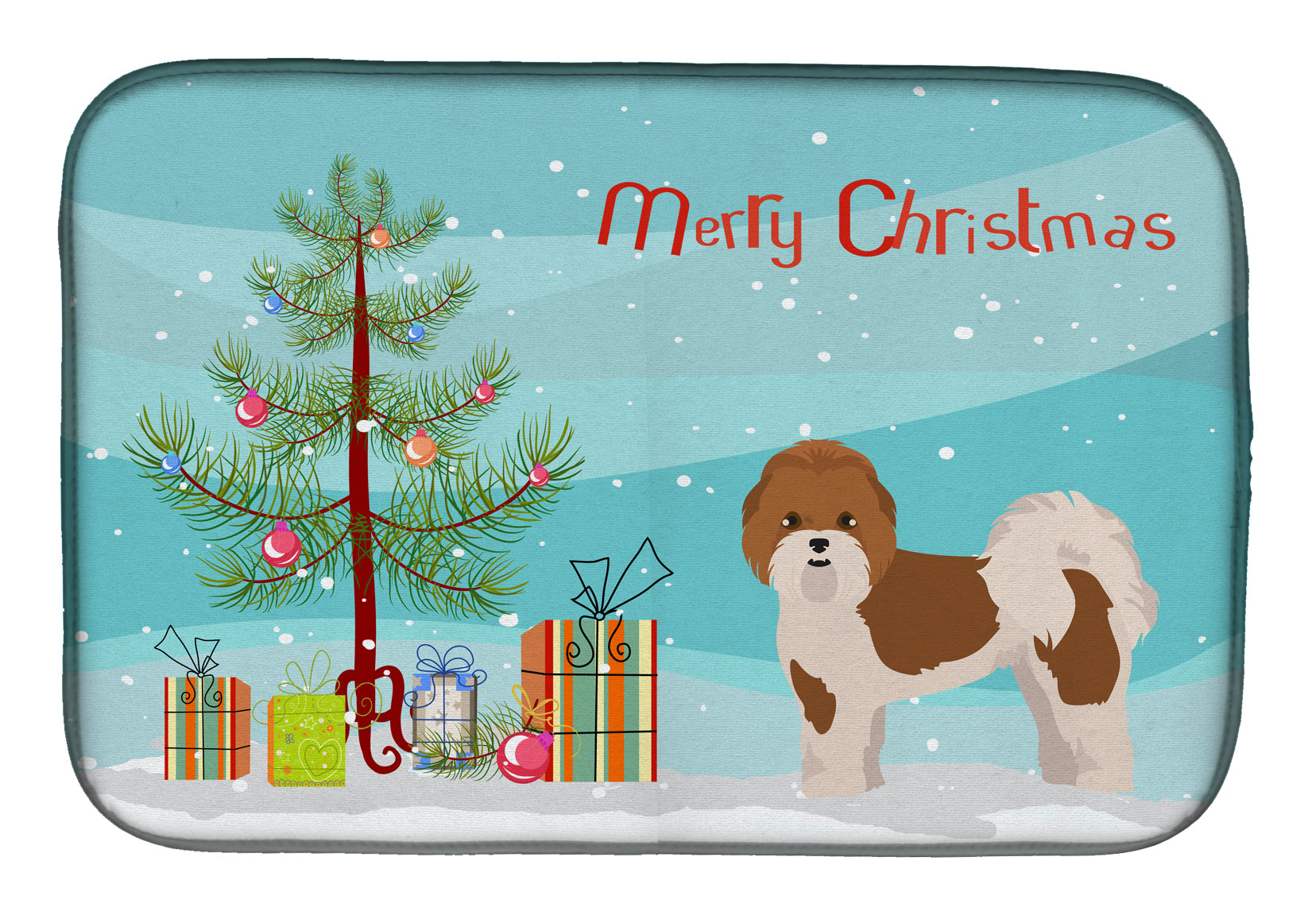 Mal-Shi Christmas Tree Dish Drying Mat Absorbent Dish Drying Mat Pad for Kitchen Counter Dish Drainer Mat for Countertop, 14 x 21", Multicolor