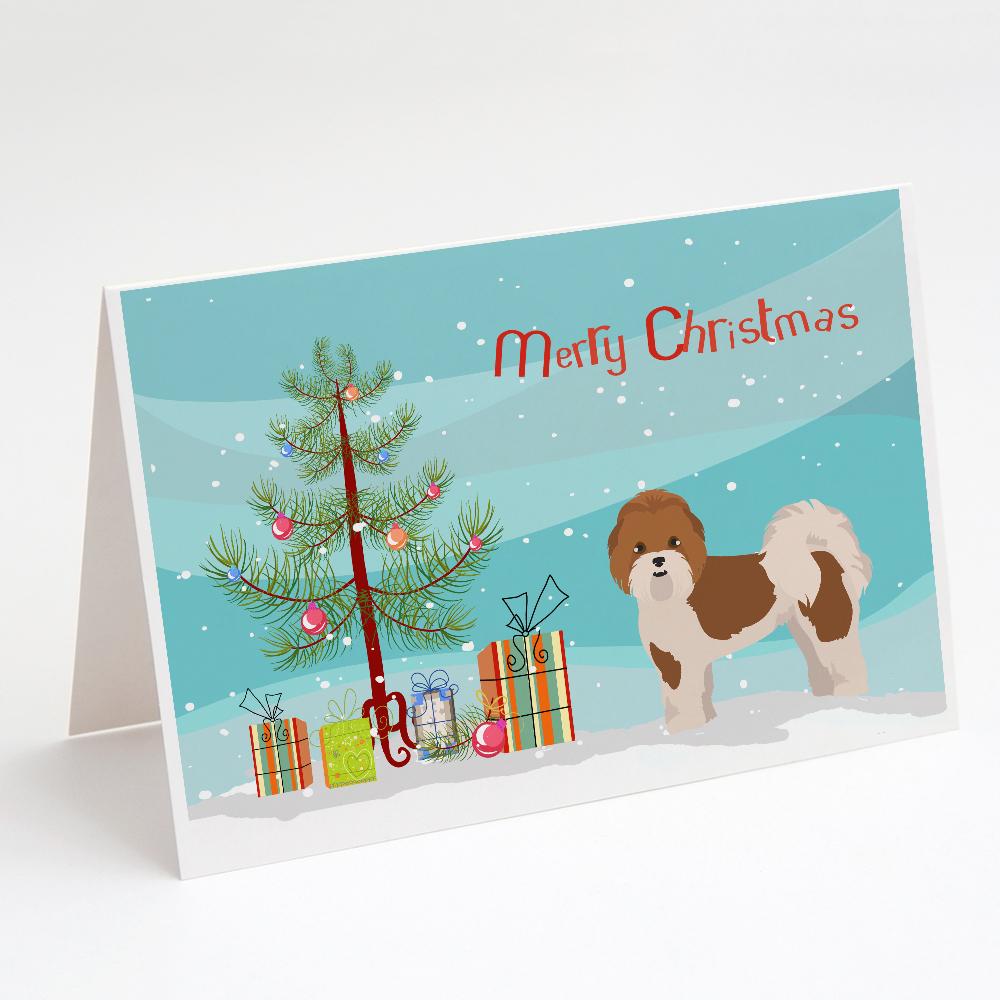 Mal-Shi Christmas Tree Greeting Cards Pack of 8 Blank Cards with Envelopes Whimsical A7 Size 5x7