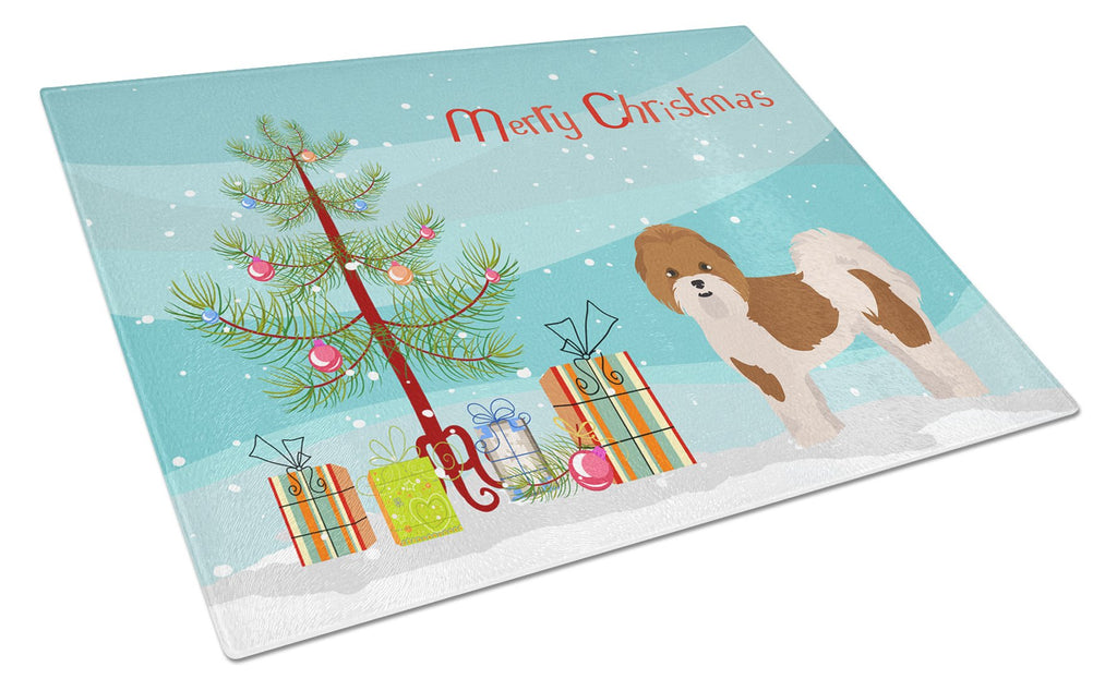 Mal-Shi Christmas Tree Cutting Board Tempered Glass Kitchen Cutting Surface, Heat Resistant Chopping, Non-Slip Feet, Food Prep & Serving