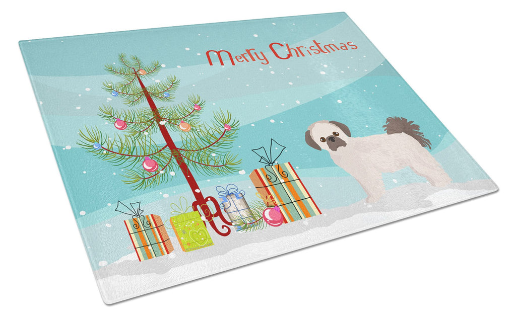 Pekeapoo Christmas Tree Cutting Board Tempered Glass Kitchen Cutting Surface, Heat Resistant Chopping, Non-Slip Feet, Food Prep & Serving