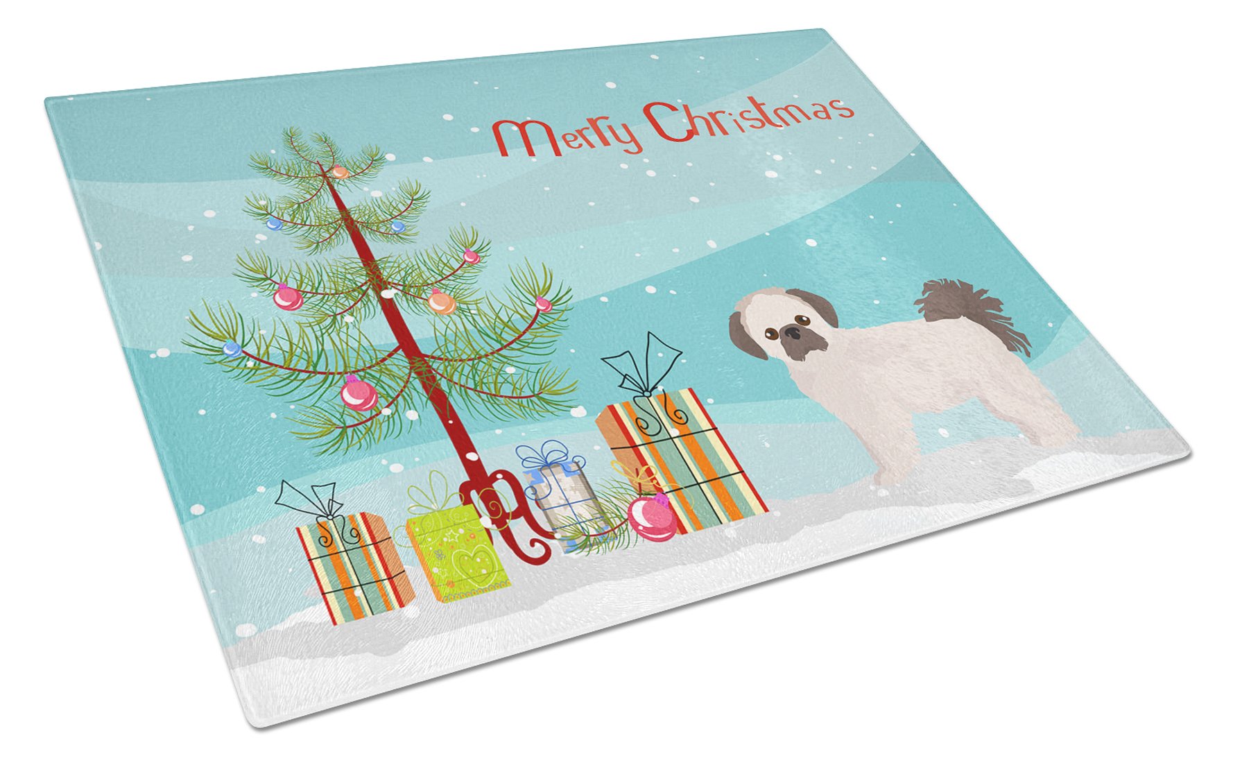 Pekeapoo Christmas Tree Cutting Board Tempered Glass Kitchen Cutting Surface, Heat Resistant Chopping, Non-Slip Feet, Food Prep & Serving