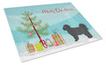 Black Pekeapoo Christmas Tree Cutting Board Tempered Glass Kitchen Cutting Surface, Heat Resistant Chopping, Non-Slip Feet, Food Prep & Serving