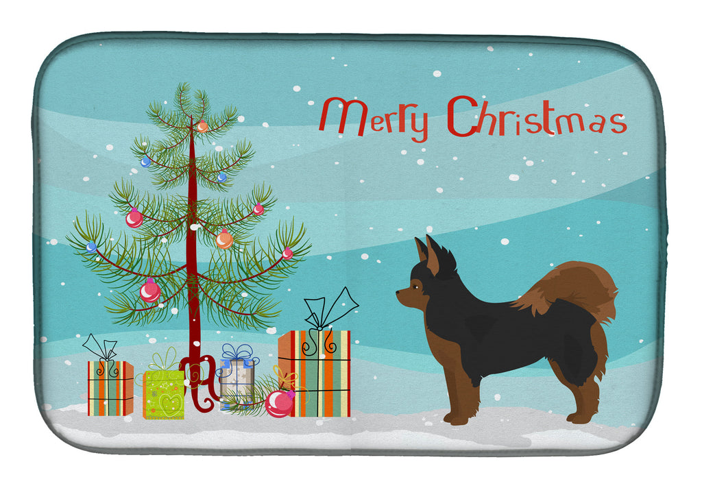 Black and Tan Pomchi Christmas Tree Dish Drying Mat Absorbent Dish Drying Mat Pad for Kitchen Counter Dish Drainer Mat for Countertop, 14 x 21", Multicolor