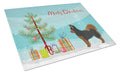 Black and Tan Pomchi Christmas Tree Cutting Board Tempered Glass Kitchen Cutting Surface, Heat Resistant Chopping, Non-Slip Feet, Food Prep & Serving