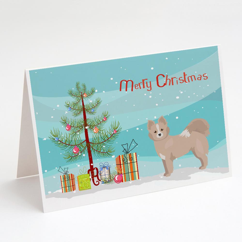 Tan Pomchi Christmas Tree Greeting Cards Pack of 8 Blank Cards with Envelopes Whimsical A7 Size 5x7