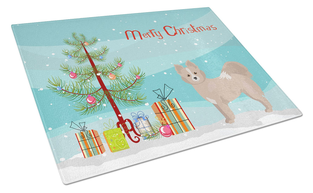 Tan Pomchi Christmas Tree Cutting Board Tempered Glass Kitchen Cutting Surface, Heat Resistant Chopping, Non-Slip Feet, Food Prep & Serving