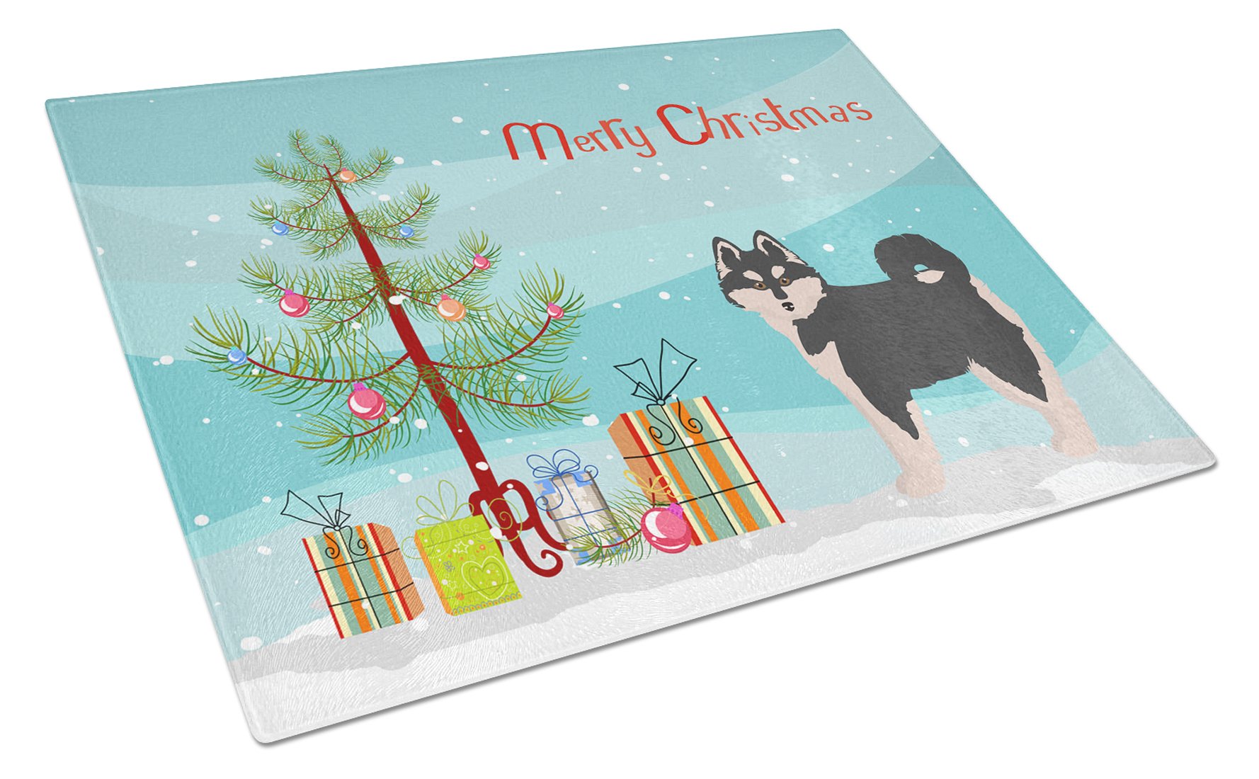 Pomsky #1 Christmas Tree Cutting Board Tempered Glass Kitchen Cutting Surface, Heat Resistant Chopping, Non-Slip Feet, Food Prep & Serving