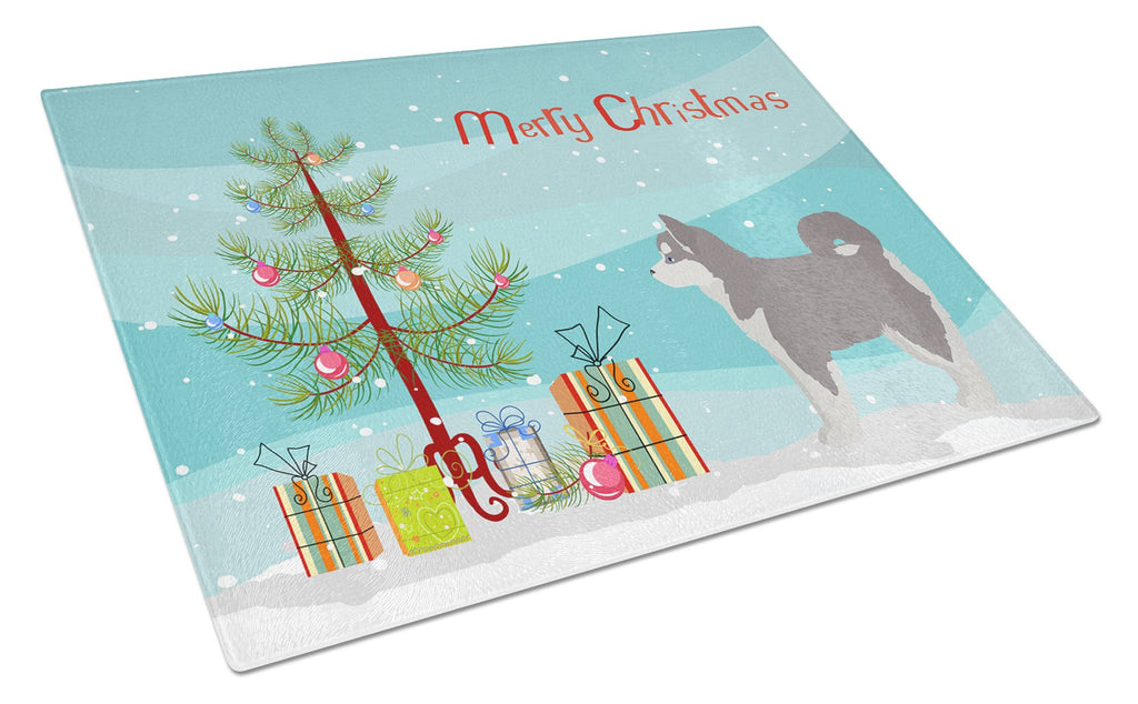 Pomsky #2 Christmas Tree Cutting Board Tempered Glass Kitchen Cutting Surface, Heat Resistant Chopping, Non-Slip Feet, Food Prep & Serving