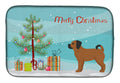 Puggle Christmas Tree Dish Drying Mat Absorbent Dish Drying Mat Pad for Kitchen Counter Dish Drainer Mat for Countertop, 14 x 21", Multicolor