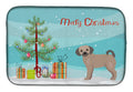 Fawn Puggle Christmas Tree Dish Drying Mat Absorbent Dish Drying Mat Pad for Kitchen Counter Dish Drainer Mat for Countertop, 14 x 21", Multicolor