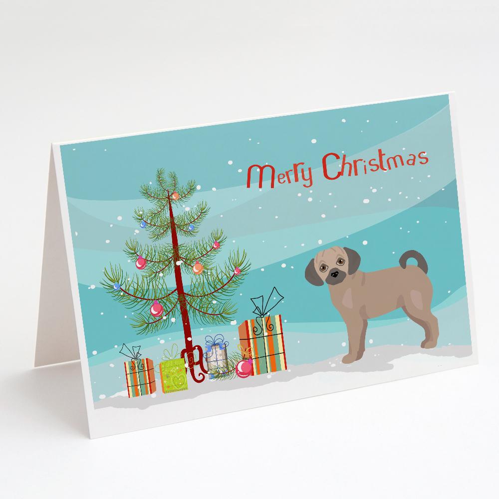 Fawn Puggle Christmas Tree Greeting Cards Pack of 8 Blank Cards with Envelopes Whimsical A7 Size 5x7