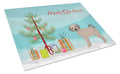 Fawn Puggle Christmas Tree Cutting Board Tempered Glass Kitchen Cutting Surface, Heat Resistant Chopping, Non-Slip Feet, Food Prep & Serving