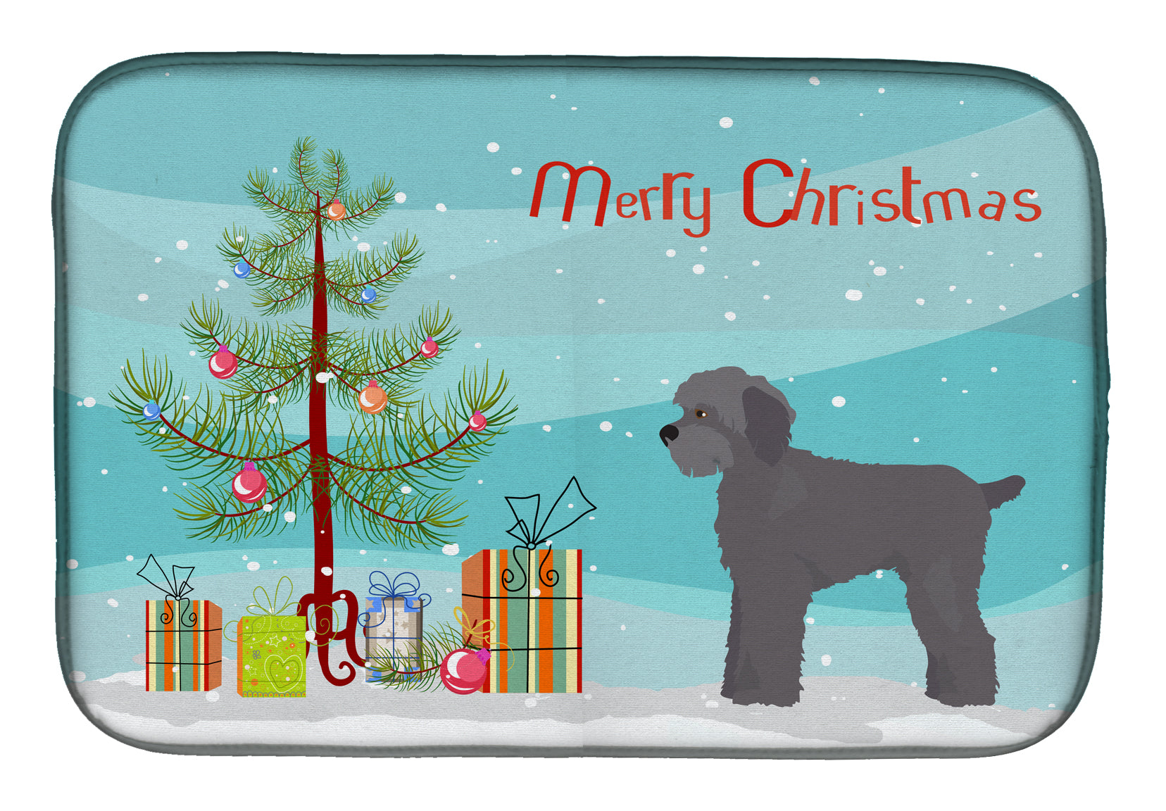 Grey Schnoodle Christmas Tree Dish Drying Mat Absorbent Dish Drying Mat Pad for Kitchen Counter Dish Drainer Mat for Countertop, 14 x 21", Multicolor