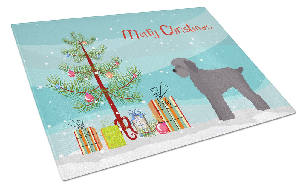 Grey Schnoodle Christmas Tree Cutting Board Tempered Glass Kitchen Cutting Surface, Heat Resistant Chopping, Non-Slip Feet, Food Prep & Serving