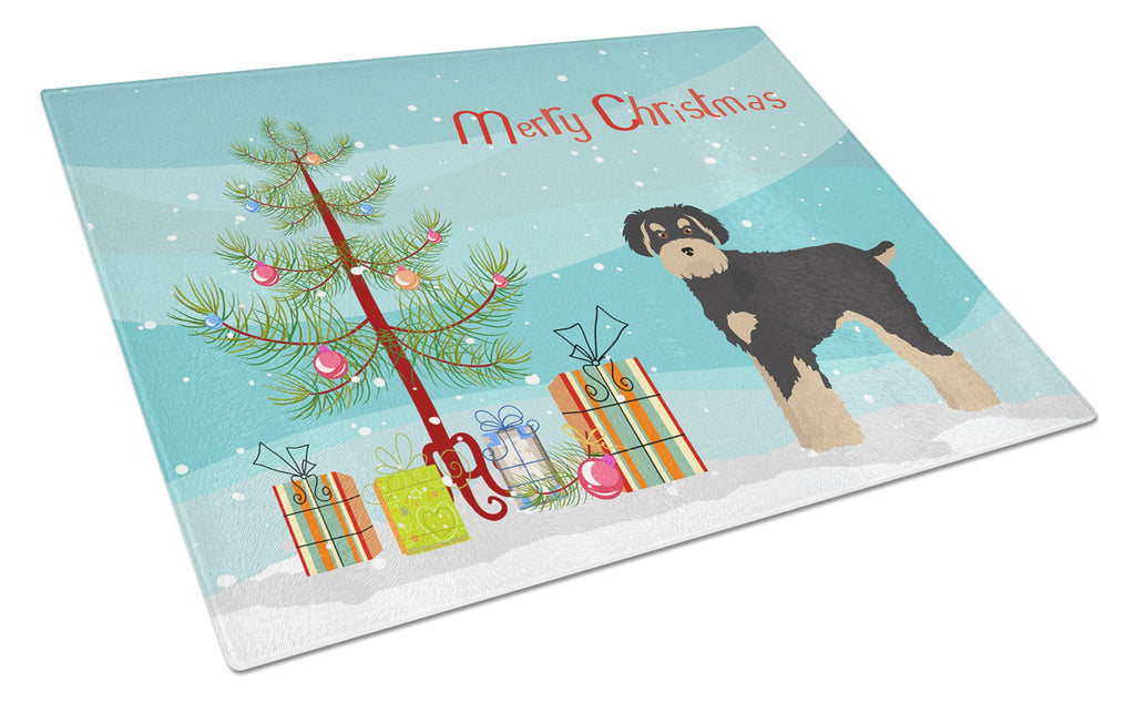 Schnoodle Christmas Tree Cutting Board Tempered Glass Kitchen Cutting Surface, Heat Resistant Chopping, Non-Slip Feet, Food Prep & Serving