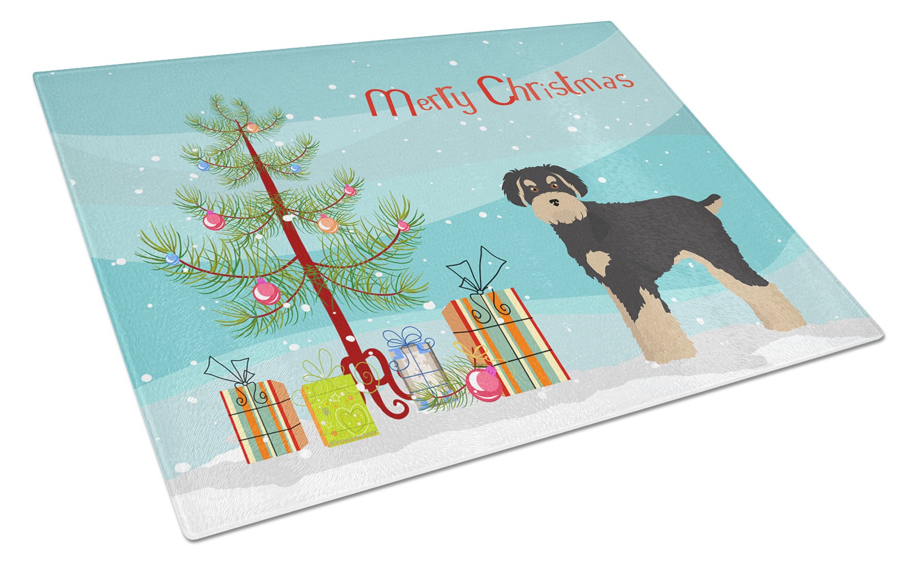 Schnoodle Christmas Tree Cutting Board Tempered Glass Kitchen Cutting Surface, Heat Resistant Chopping, Non-Slip Feet, Food Prep & Serving