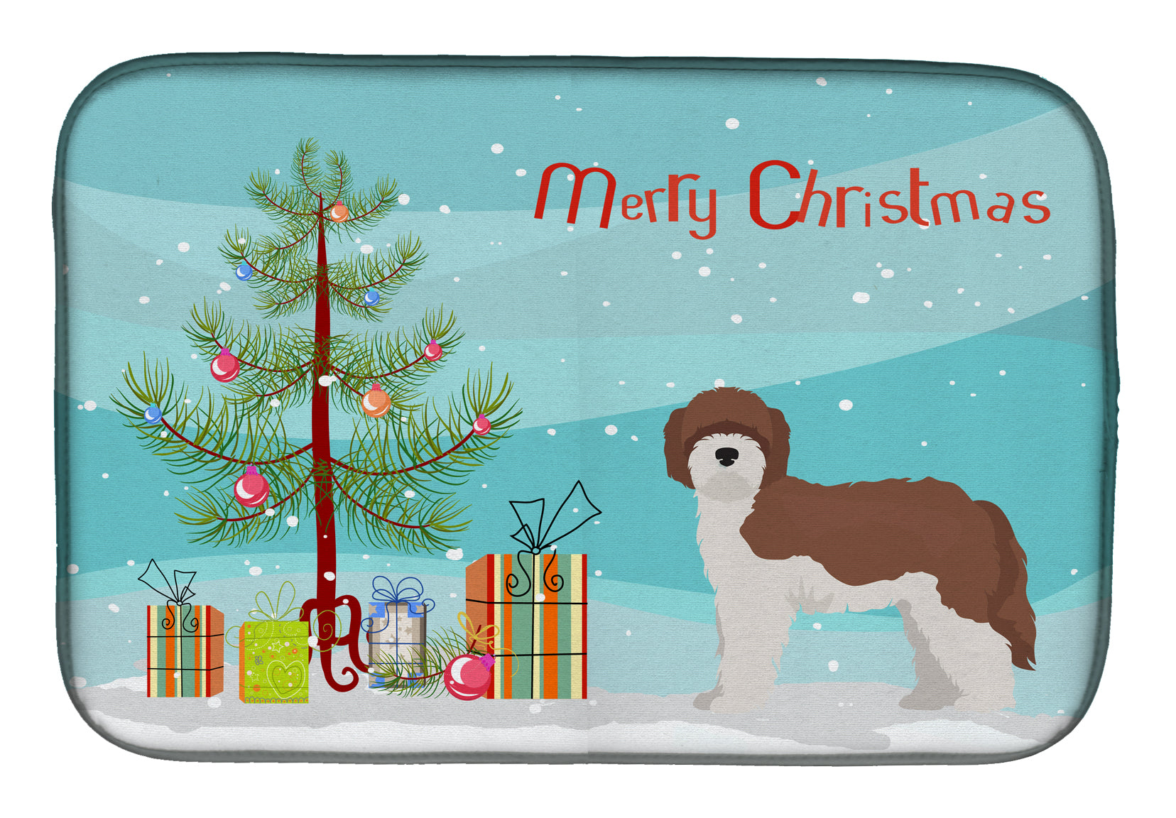 Sheepadoodle Christmas Tree Dish Drying Mat Absorbent Dish Drying Mat Pad for Kitchen Counter Dish Drainer Mat for Countertop, 14 x 21", Multicolor