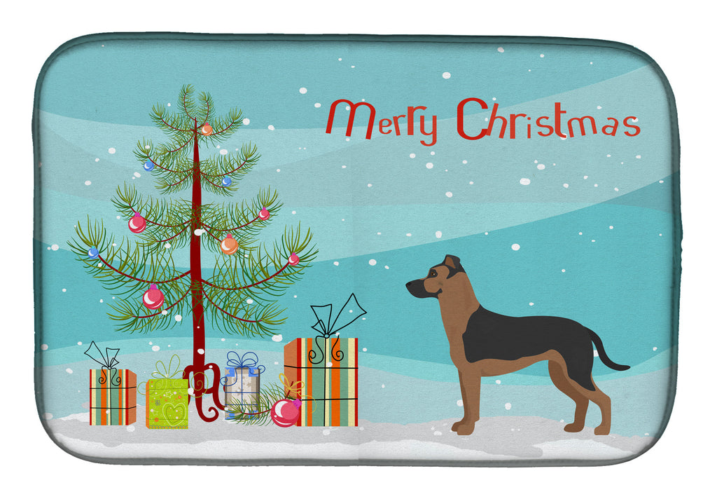 Shepherd Pit Mix #1 Christmas Tree Dish Drying Mat Absorbent Dish Drying Mat Pad for Kitchen Counter Dish Drainer Mat for Countertop, 14 x 21", Multicolor