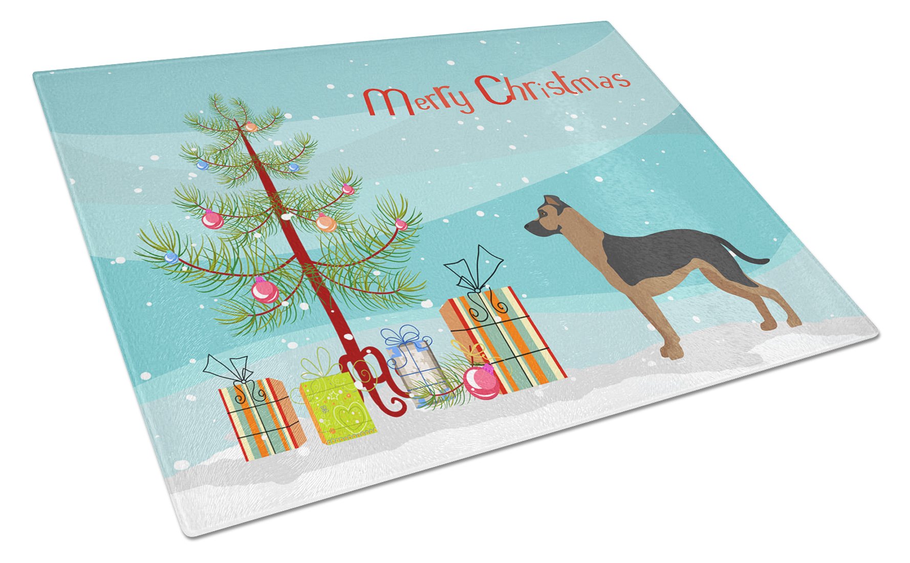 Shepherd Pit Mix #1 Christmas Tree Cutting Board Tempered Glass Kitchen Cutting Surface, Heat Resistant Chopping, Non-Slip Feet, Food Prep & Serving