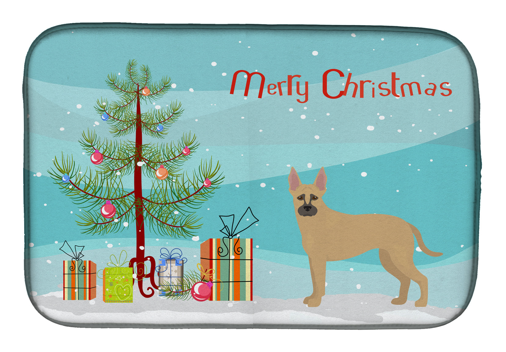 Shepherd Pit Mix #2 Christmas Tree Dish Drying Mat Absorbent Dish Drying Mat Pad for Kitchen Counter Dish Drainer Mat for Countertop, 14 x 21", Multicolor