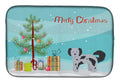 Shih Poo Christmas Tree Dish Drying Mat Absorbent Dish Drying Mat Pad for Kitchen Counter Dish Drainer Mat for Countertop, 14 x 21", Multicolor