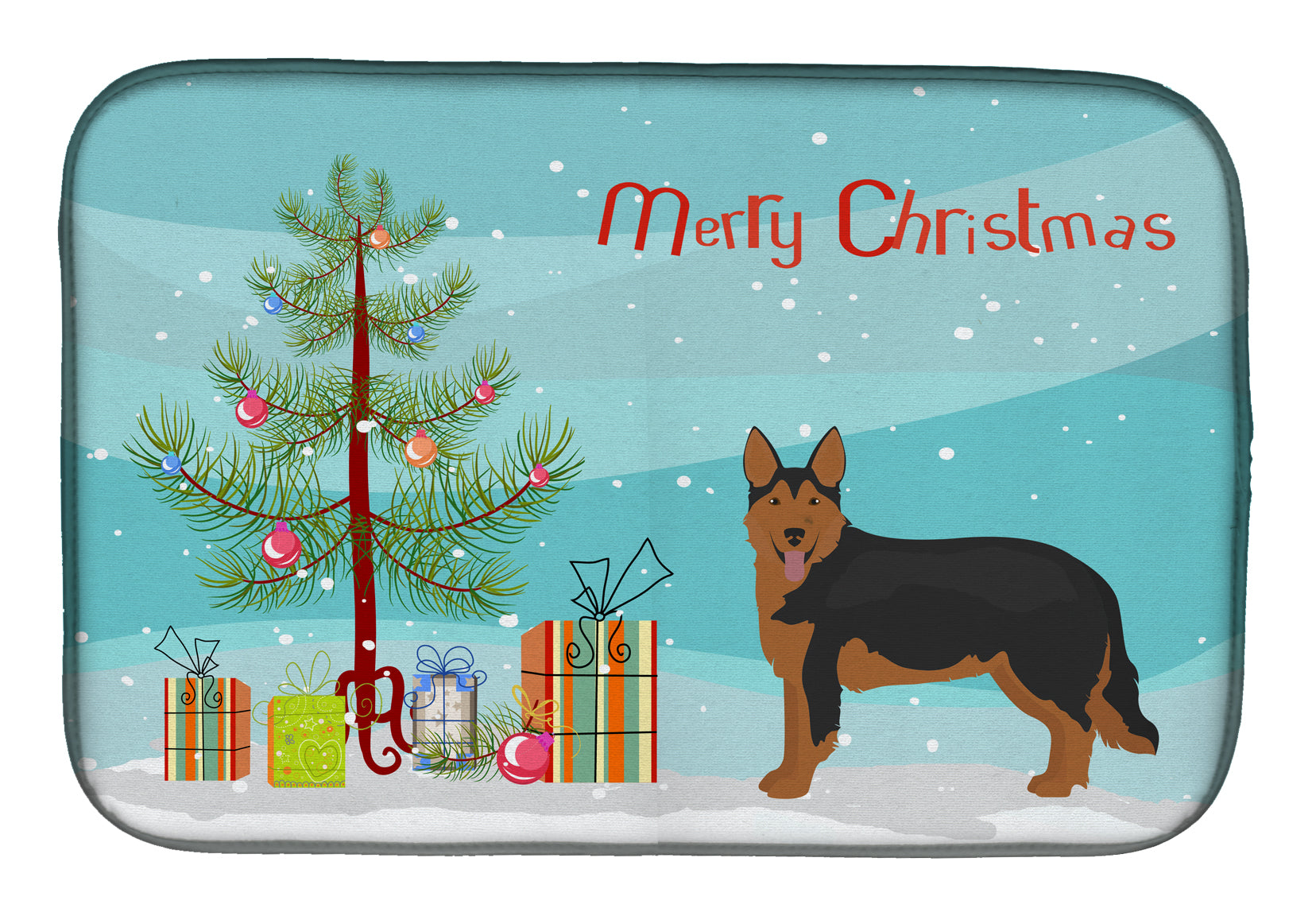 Shollie #2 Christmas Tree Dish Drying Mat Absorbent Dish Drying Mat Pad for Kitchen Counter Dish Drainer Mat for Countertop, 14 x 21", Multicolor