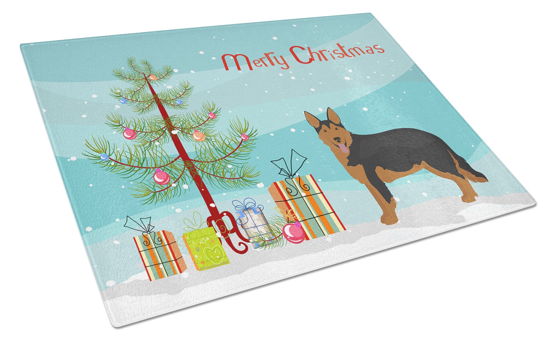 Shollie #2 Christmas Tree Cutting Board Tempered Glass Kitchen Cutting Surface, Heat Resistant Chopping, Non-Slip Feet, Food Prep & Serving