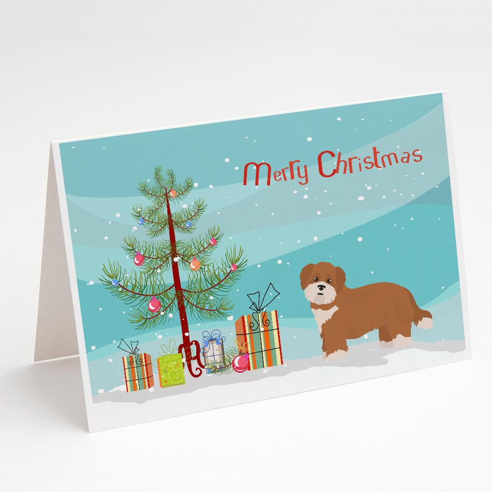 Shorkie #2 Christmas Tree Greeting Cards Pack of 8 Blank Cards with Envelopes Whimsical A7 Size 5x7