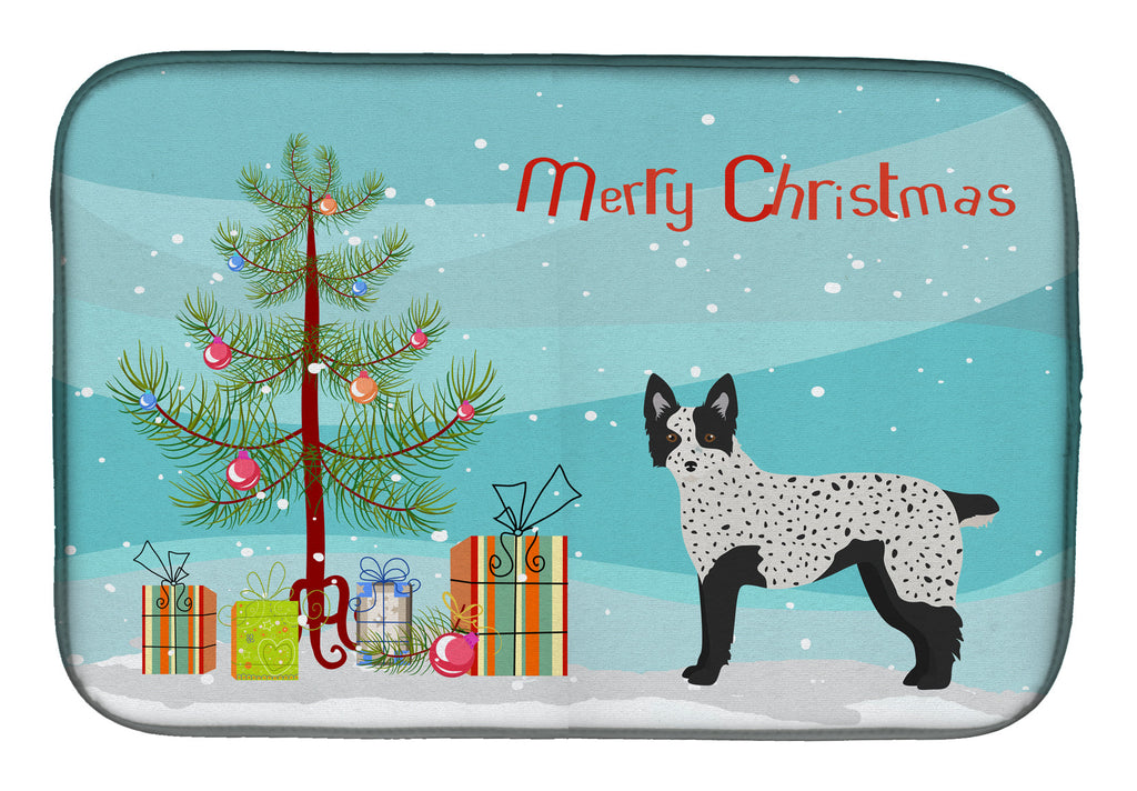 Texas Heeler Christmas Tree Dish Drying Mat Absorbent Dish Drying Mat Pad for Kitchen Counter Dish Drainer Mat for Countertop, 14 x 21", Multicolor