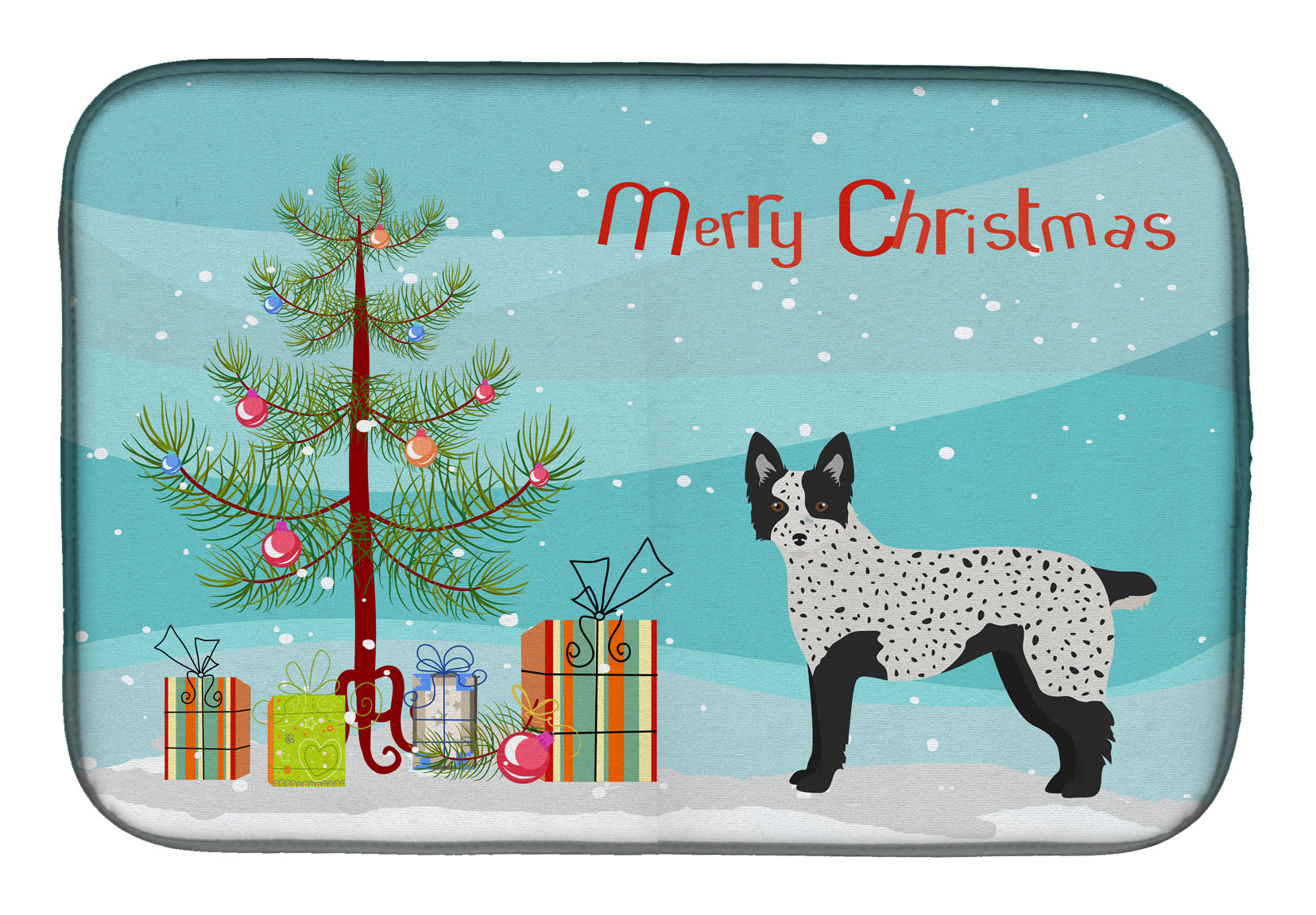 Texas Heeler Christmas Tree Dish Drying Mat Absorbent Dish Drying Mat Pad for Kitchen Counter Dish Drainer Mat for Countertop, 14 x 21", Multicolor