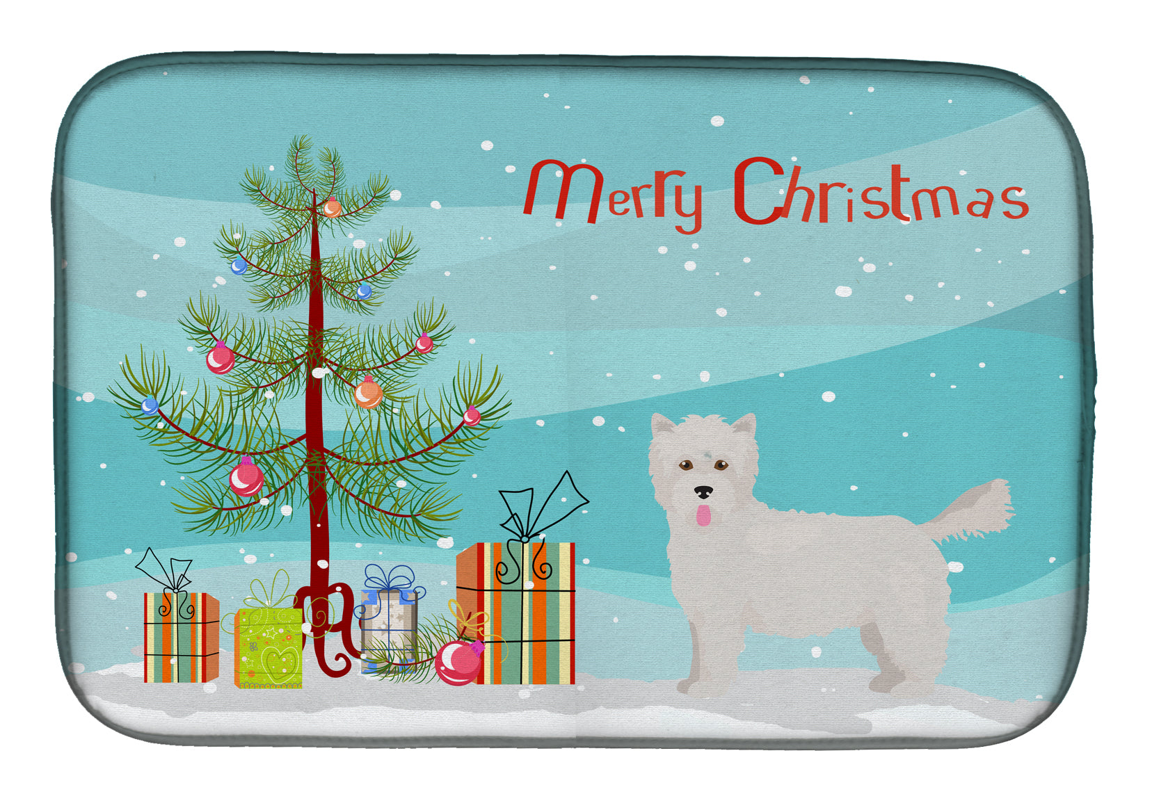 Westiepoo #2 Christmas Tree Dish Drying Mat Absorbent Dish Drying Mat Pad for Kitchen Counter Dish Drainer Mat for Countertop, 14 x 21", Multicolor