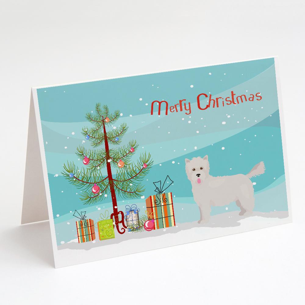 Westiepoo #2 Christmas Tree Greeting Cards Pack of 8 Blank Cards with Envelopes Whimsical A7 Size 5x7