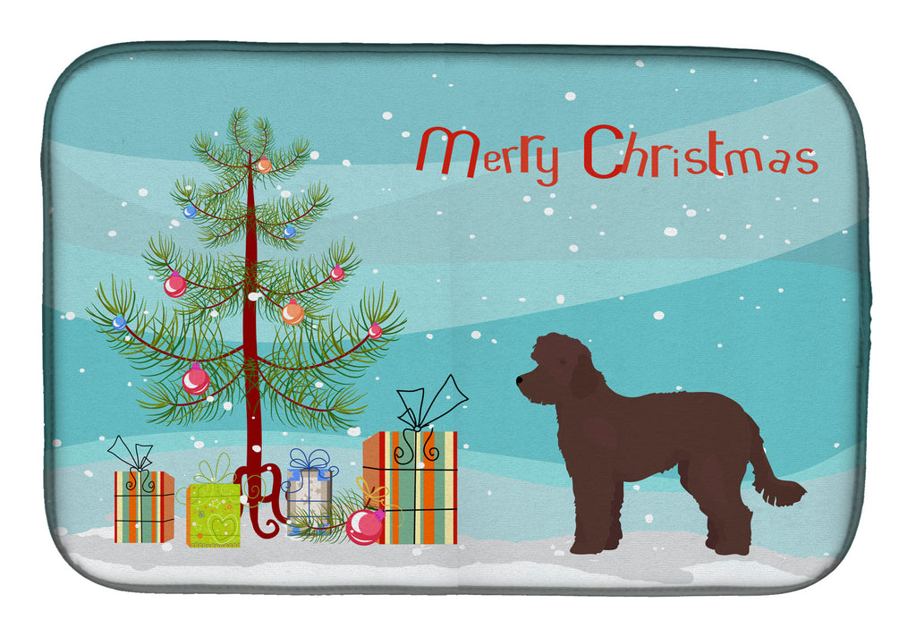 Whoodle #1 Christmas Tree Dish Drying Mat Absorbent Dish Drying Mat Pad for Kitchen Counter Dish Drainer Mat for Countertop, 14 x 21", Multicolor