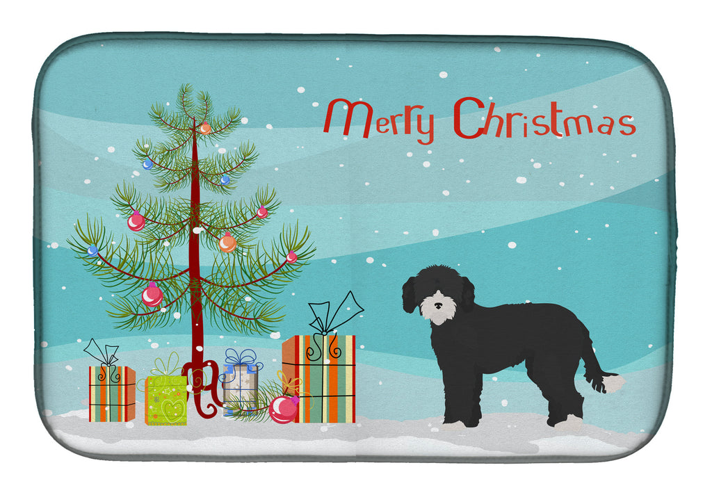 Whoodle #2 Christmas Tree Dish Drying Mat Absorbent Dish Drying Mat Pad for Kitchen Counter Dish Drainer Mat for Countertop, 14 x 21", Multicolor