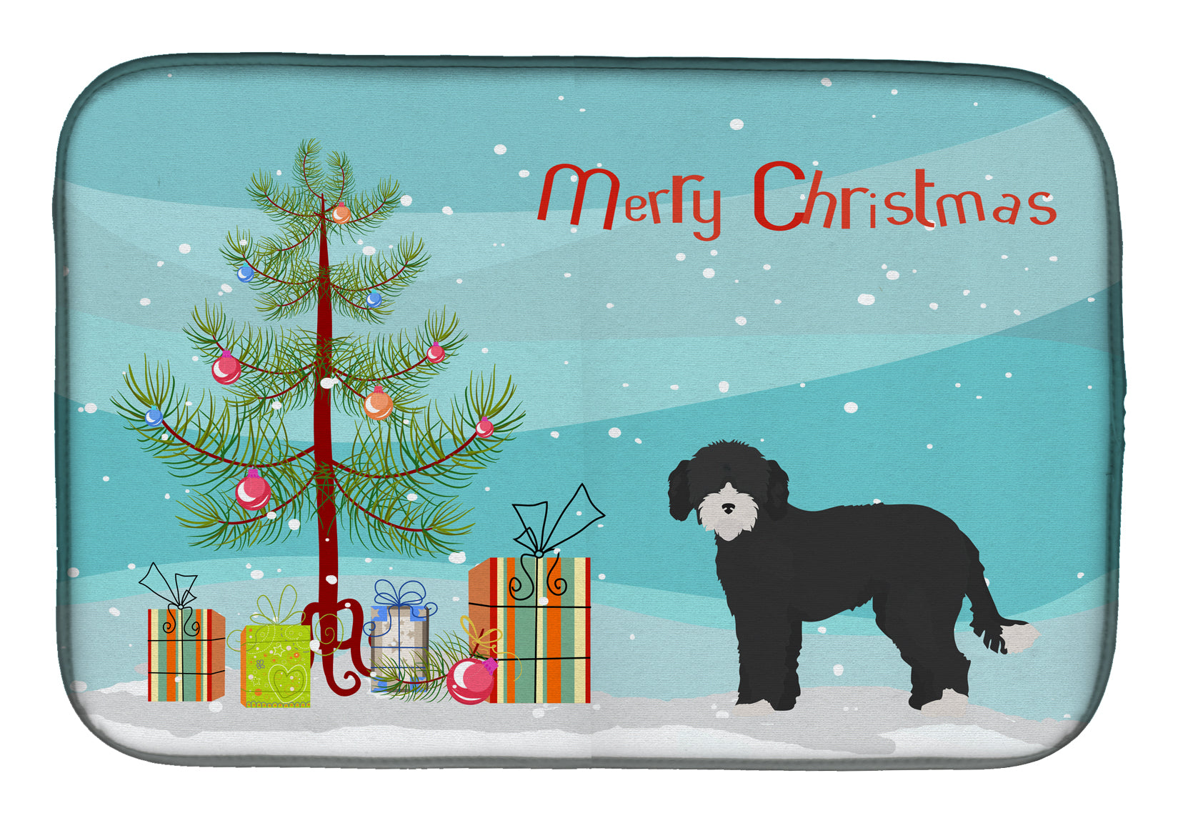 Whoodle #2 Christmas Tree Dish Drying Mat Absorbent Dish Drying Mat Pad for Kitchen Counter Dish Drainer Mat for Countertop, 14 x 21", Multicolor
