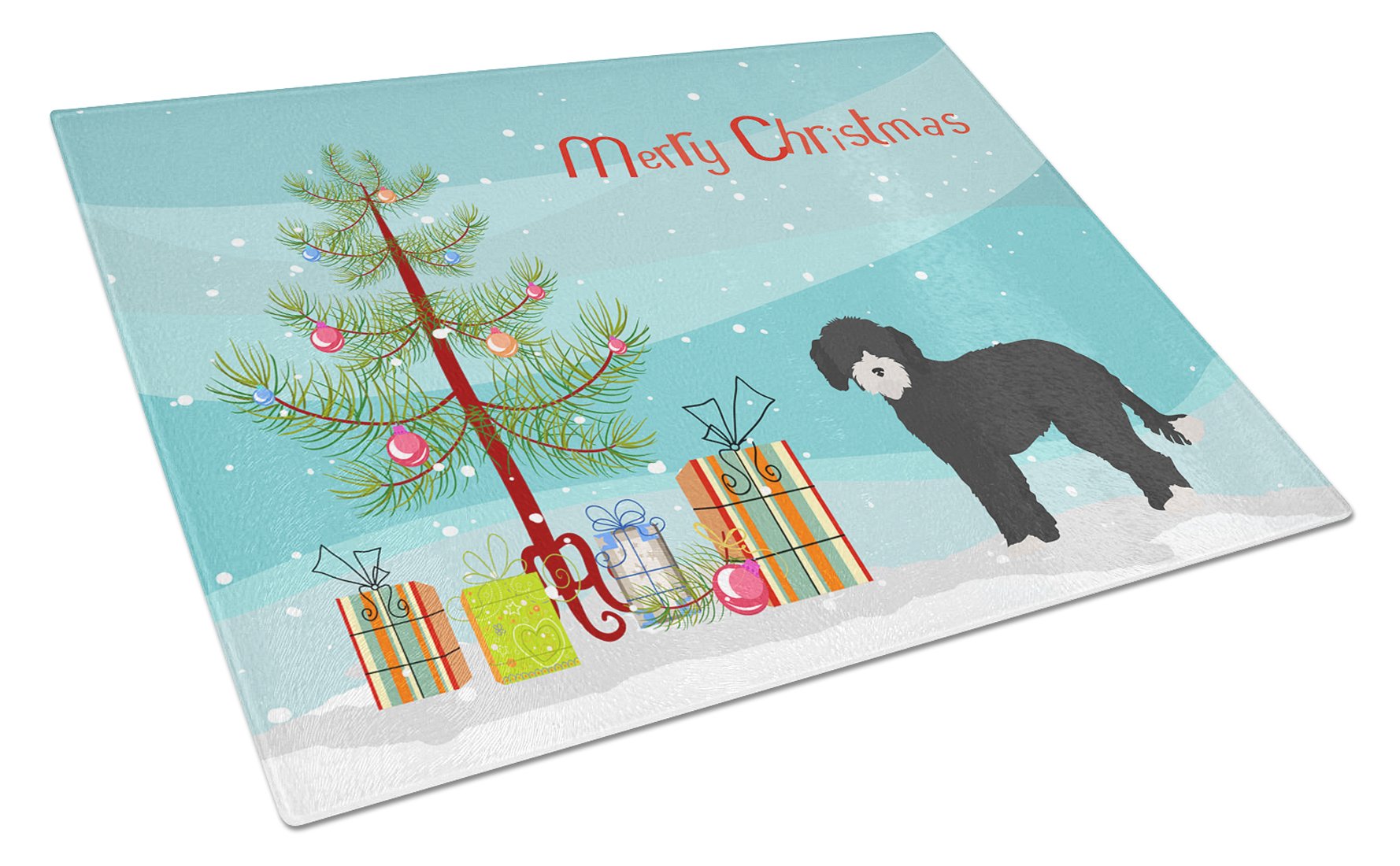 Whoodle #2 Christmas Tree Cutting Board Tempered Glass Kitchen Cutting Surface, Heat Resistant Chopping, Non-Slip Feet, Food Prep & Serving