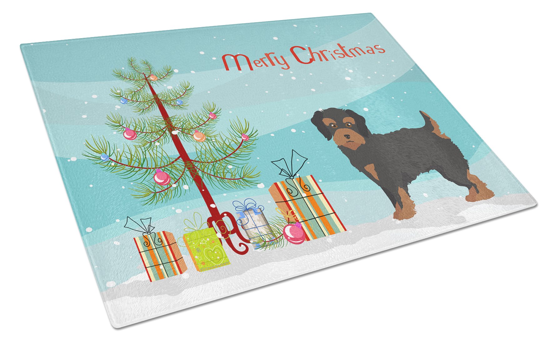 Yorkiepoo #1 Christmas Tree Cutting Board Tempered Glass Kitchen Cutting Surface, Heat Resistant Chopping, Non-Slip Feet, Food Prep & Serving