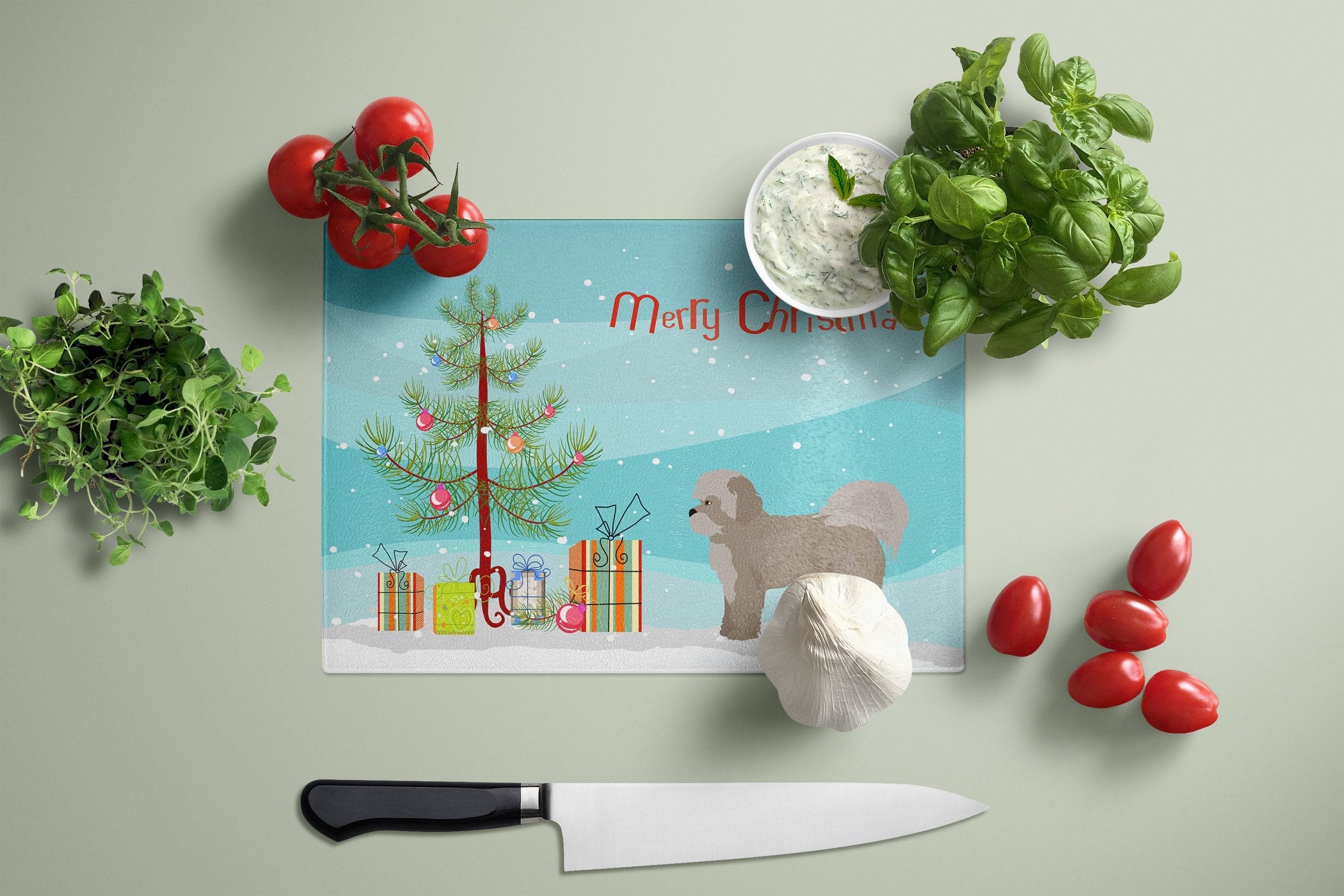 Zuchon #1 Christmas Tree Cutting Board Tempered Glass Kitchen Cutting Surface, Heat Resistant Chopping, Non-Slip Feet, Food Prep & Serving