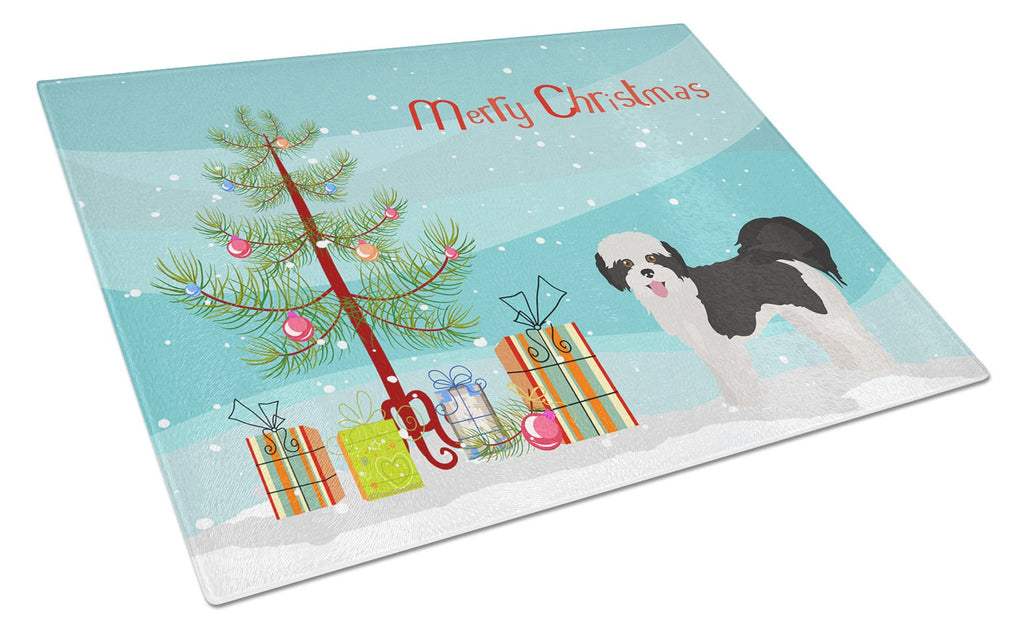Zuchon #2 Christmas Tree Cutting Board Tempered Glass Kitchen Cutting Surface, Heat Resistant Chopping, Non-Slip Feet, Food Prep & Serving