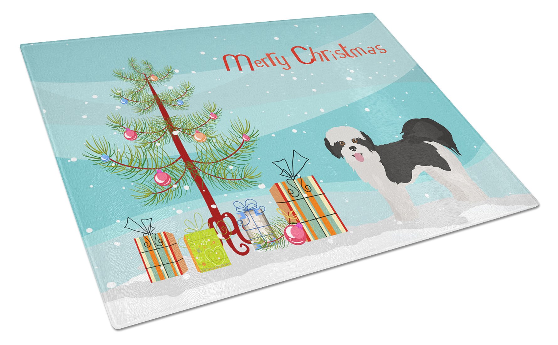 Zuchon #2 Christmas Tree Cutting Board Tempered Glass Kitchen Cutting Surface, Heat Resistant Chopping, Non-Slip Feet, Food Prep & Serving