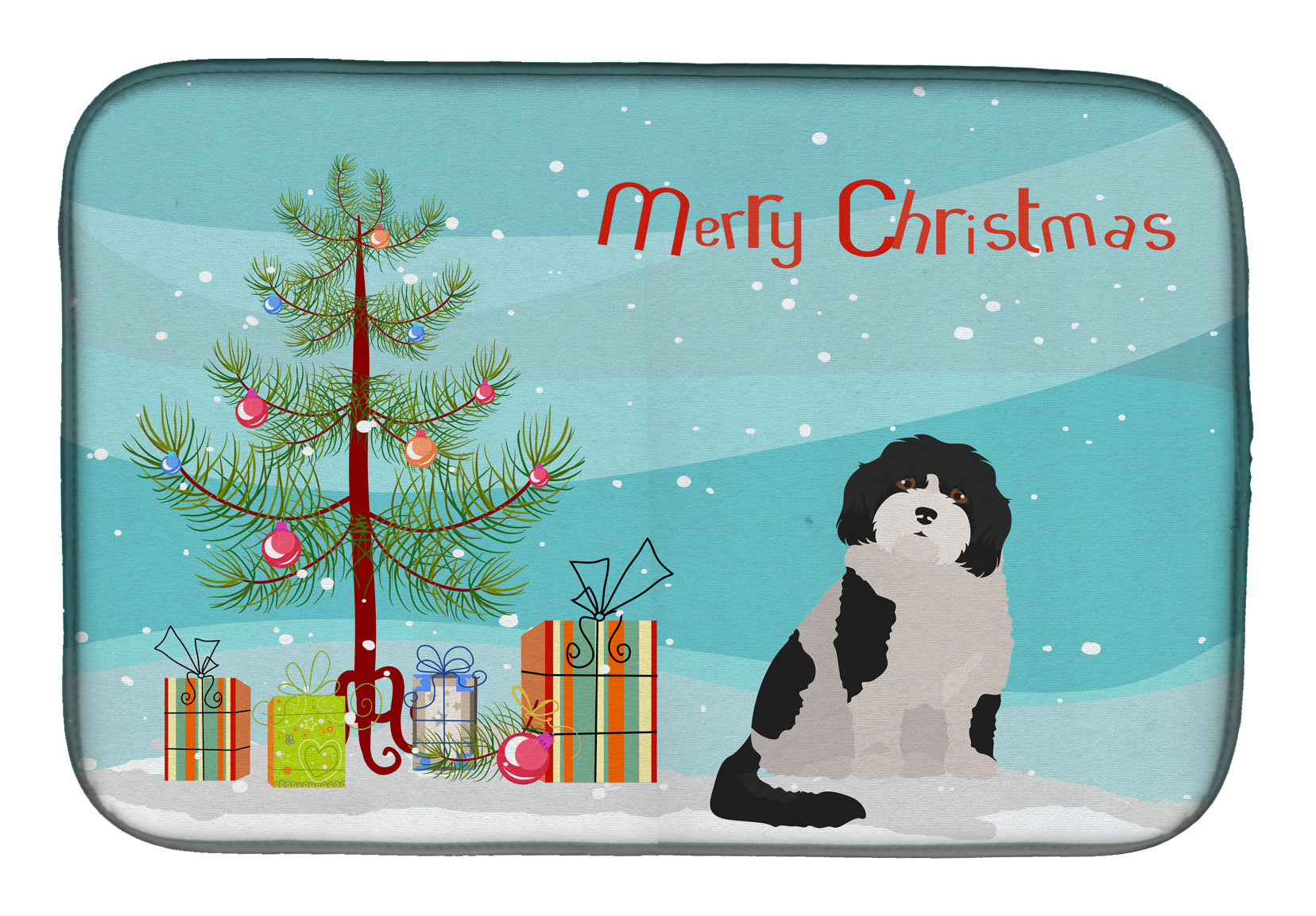 Cavachon #3 Christmas Tree Dish Drying Mat Absorbent Dish Drying Mat Pad for Kitchen Counter Dish Drainer Mat for Countertop, 14 x 21", Multicolor