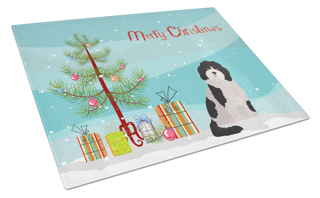 Cavachon #3 Christmas Tree Cutting Board Tempered Glass Kitchen Cutting Surface, Heat Resistant Chopping, Non-Slip Feet, Food Prep & Serving