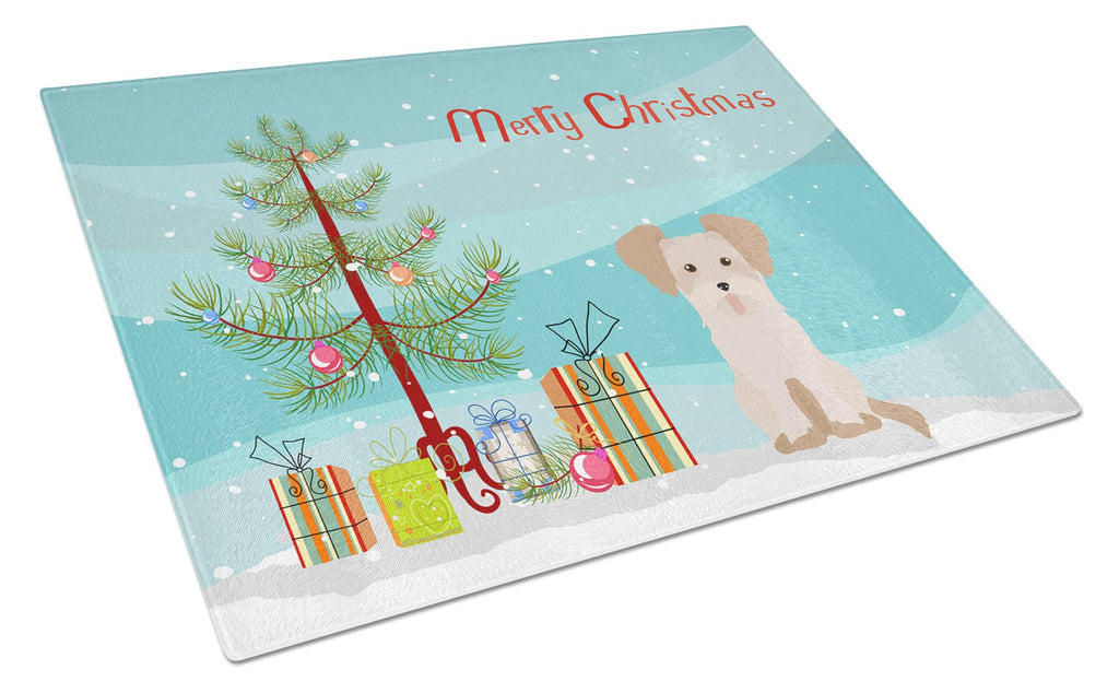 Morkie #3 Christmas Tree Cutting Board Tempered Glass Kitchen Cutting Surface, Heat Resistant Chopping, Non-Slip Feet, Food Prep & Serving