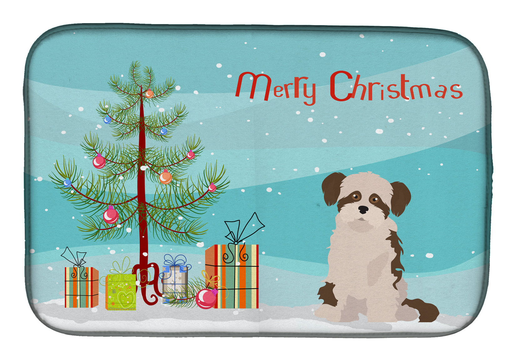 Shi Chi #3 Christmas Tree Dish Drying Mat Absorbent Dish Drying Mat Pad for Kitchen Counter Dish Drainer Mat for Countertop, 14 x 21", Multicolor